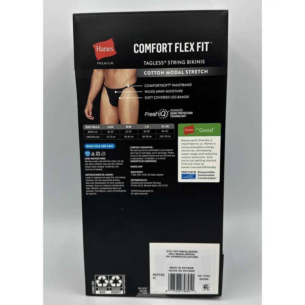Hanes Comfort Flex Fit Mens String Bikini Underwear 6 Pack Extra Large XL New